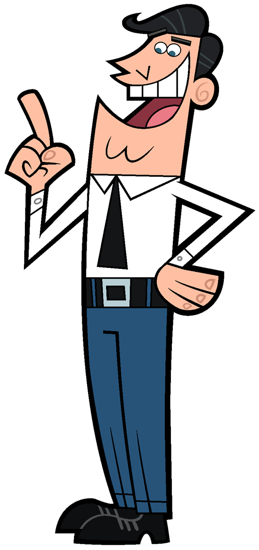 Mr. Turner from Fairly OddParents pointing to the top left of the page